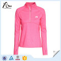 Manches longues femmes élastiques sport shirt sport usure avec demi-fermeture éclair